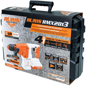 Ciocan rotopercutor pe acumulator RURIS RMX2813 POWER ALFA UP {contine acumulator 4Ah+incarcator} 28130RMX25B [2]