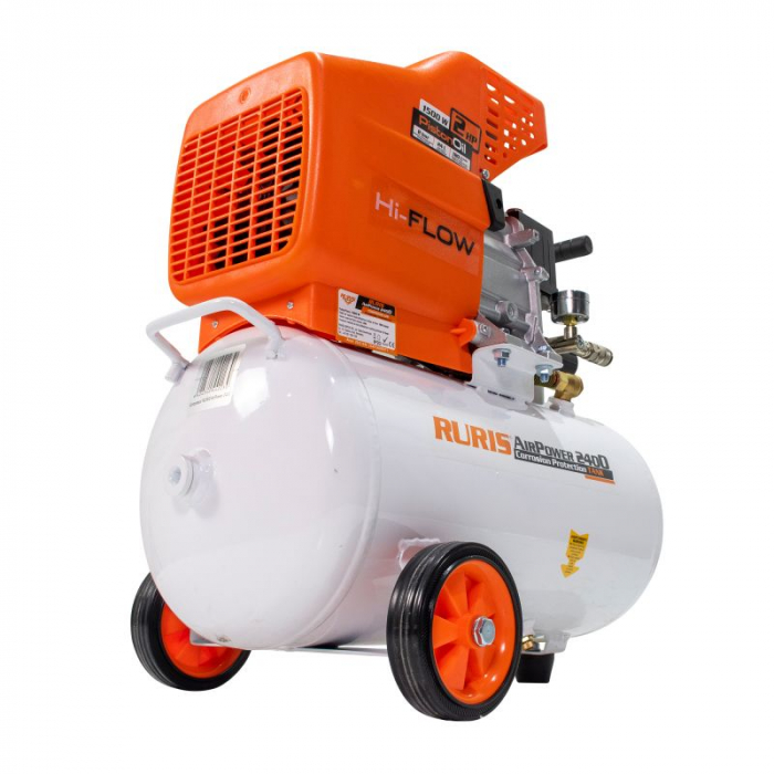 Compresor aer Ruris AirPower2400PLUS, 24l, 1500 W, 8bari, 180 L/min, kit de accesorii (pistol suflare, pistol pulverizare, pistol spălare, pistol umflare, furtun spiralat) 2400plus21 [4]