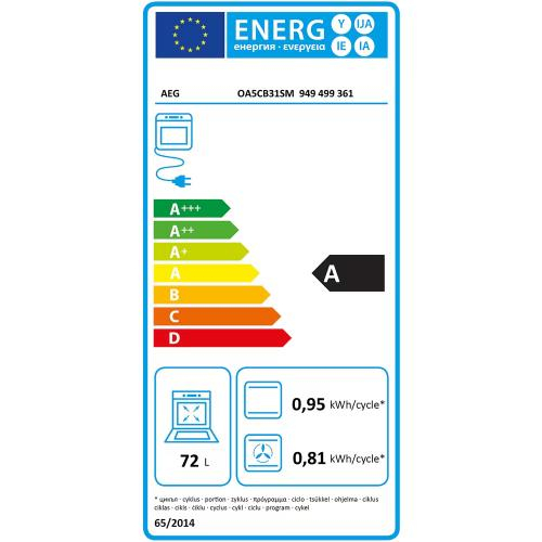 Cuptor incorporabil AEG SurroundCook OA5CB31SM, Electric, Gatire cu abur, Autocuratare catalitica, 72 l, Clasa A, inox-negru [4]