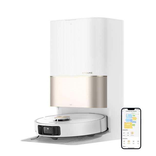 Dreame X40 Ultra Complete aspirator robot 12.000Pa, mop dual cu ridicare 10,5mm, perie laterală extensibilă, navigație AI cu LDS+RGB+3D, stație 4-în-1 (golire, spălare, uscare, reumplere), baterie 6400mAh, autonomie 260min, control smart , alb  RLX63CE-2-WH [8]