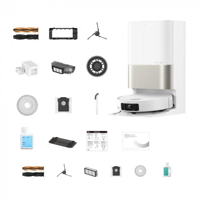 Dreame X50 Ultra Complete aspirator robot 7300Pa, mop dual cu ridicare, stație 4-în-1 (golire, spălare, uscare, reumplere), LDS+AI, baterie 6400mAh, autonomie 260 min, control smart + accesorii 1 an, alb  RLX85CE-4-WH [29]