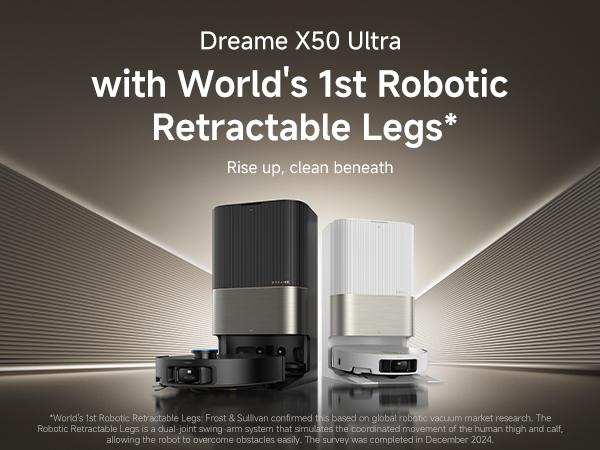Dreame X50 Ultra Complete aspirator robot 7300Pa, mop dual cu ridicare, stație 4-în-1 (golire, spălare, uscare, reumplere), LDS+AI, baterie 6400mAh, autonomie 260 min, control smart + accesorii 1 an, alb  RLX85CE-4-WH [2]