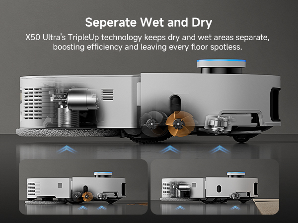 Dreame X50 Ultra Complete aspirator robot 7300Pa, mop dual cu ridicare, stație 4-în-1 (golire, spălare, uscare, reumplere), LDS+AI, baterie 6400mAh, autonomie 260 min, control smart + accesorii 1 an, alb  RLX85CE-4-WH [10]