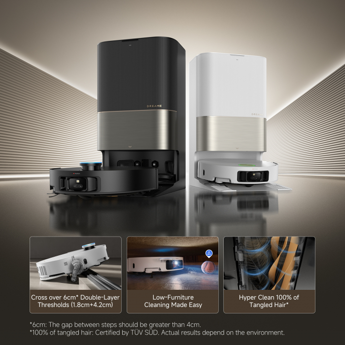 Dreame X50 Ultra Complete aspirator robot 7300Pa, mop dual cu ridicare, stație 4-în-1 (golire, spălare, uscare, reumplere), LDS+AI, baterie 6400mAh, autonomie 260 min, control smart + accesorii 1 an, alb  RLX85CE-4-WH [4]