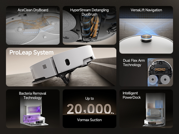 Dreame X50 Ultra Complete aspirator robot 7300Pa, mop dual cu ridicare, stație 4-în-1 (golire, spălare, uscare, reumplere), LDS+AI, baterie 6400mAh, autonomie 260 min, control smart + accesorii 1 an, alb  RLX85CE-4-WH [3]
