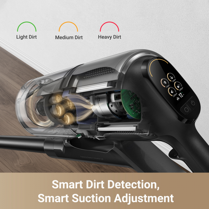 Dreame Z30 aspirator vertical fără fir, 310AW, HEPA H14 99,99%, autonomie 90 min, baterie 8x3200mAh, rezervor 0,6L, detecție inteligentă a murdăriei, perii CelesTect™ cu iluminare, perie anti-încurcare, LCD, accesorii multiple (inclusiv pentru animale), negru-gri [7]