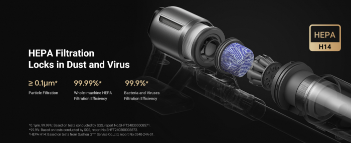 Dreame Z30 aspirator vertical fără fir, 310AW, HEPA H14 99,99%, autonomie 90 min, baterie 8x3200mAh, rezervor 0,6L, detecție inteligentă a murdăriei, perii CelesTect™ cu iluminare, perie anti-încurcare, LCD, accesorii multiple (inclusiv pentru animale), negru-gri [4]