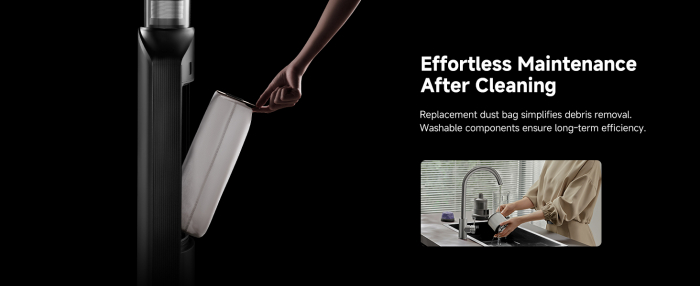 ​Dreame Z30 Station aspirator vertical fără fir, 310AW, stație auto-golire, detectare inteligentă a murdăriei, autonomie 90 min, baterie 8x3200mAh, filtru HEPA 99,99%, perie multifuncțională CelesTect™ negru-gri [6]