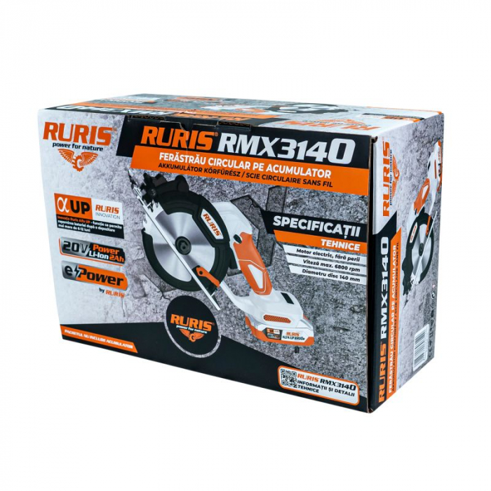 Ferastrau circular pe acumulator RURIS RMX 3140 POWER ALFA UP {contine acumulator 4Ah+incarcator},31400RMX25B [2]