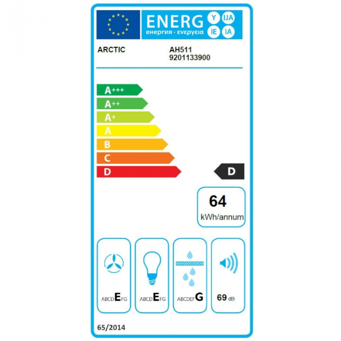 Hota traditionala Arctic AH511, Putere de absorbtie 295 mc/h, Iluminare LED, 1 motor, 50 cm, Alb [5]
