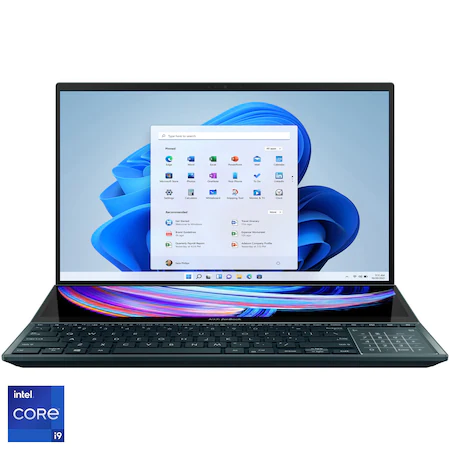 Laptop ASUS Zenbook Pro Duo 15 OLED UX582ZM-H2009X cu procesor Intel® Core™ i9-12900H, 15.6", 4K, 32GB, 1TB SSD, NVIDIA® GeForce® RTX™ 3060, Windows 11 Pro, Celestial Blue [1]