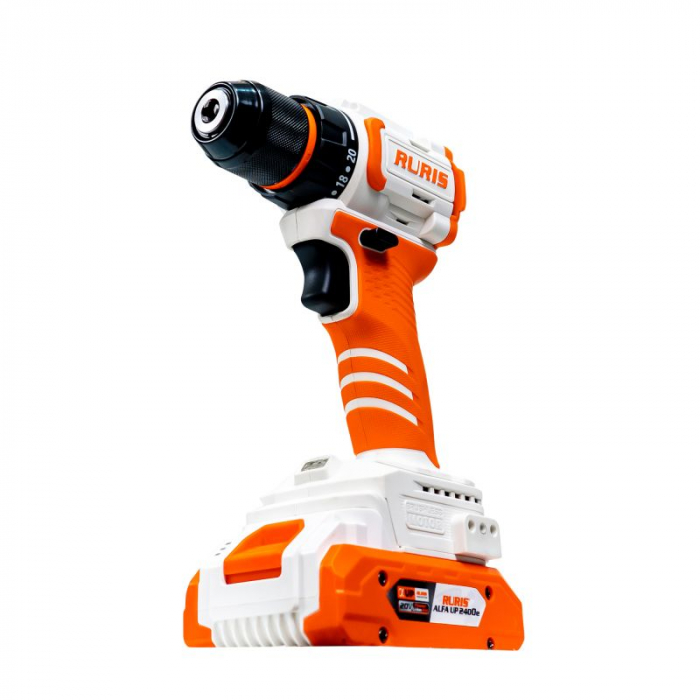 Masina de gaurit si insurubat (bormasina) pe acumulator RURIS RMX1240, 20 V, 2 viteze, motor brushless, acumulator, incarcator,  1240rma2024 [2]