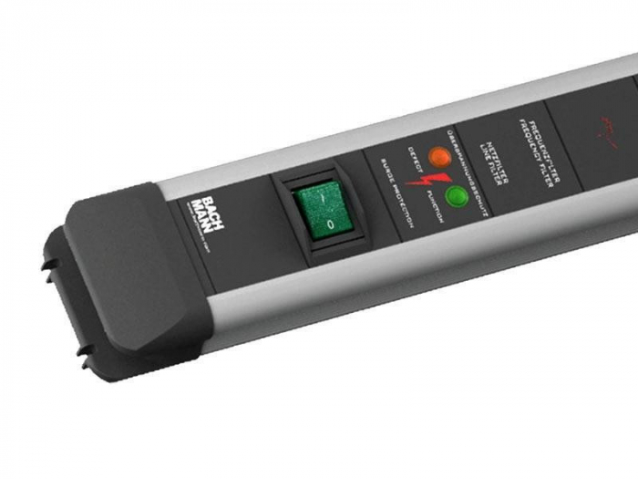 Prelungitor Bachmann CONNECTUS 330.105, 6 prize Schuko, cu protectie pentru copii, protectie la supratensiune, filtru de frecventa si retea, intrerupator basculant bipolar iluminat, H05VV-F 3G1.5mm², cordon 2m [2]