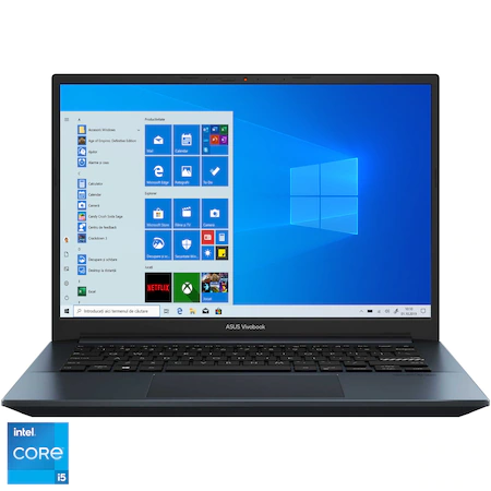 Laptop ultraportabil ASUS Vivobook Pro 14 K3400PH cu procesor Intel® Core™ i5-11300H, 14", 2.8K, OLED, 8GB, 512GB SSD, NVIDIA® GeForce® GTX 1650 4GB, Windows 10 Home, Quiet Blue [1]