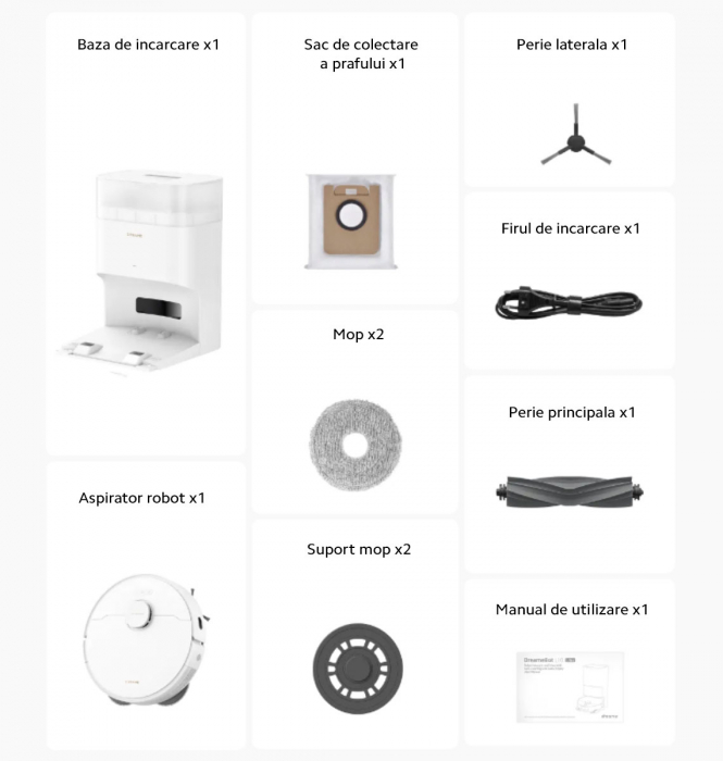 Robot de aspirare cu mop Dreame L10s Plus RLL42SD, mop rotativ, statie automata de golire 4l, 7000Pa , rezervor praf 0.35l, rezervor apa 0.23l, baterie 5200mAh, alb, RLL42SD [6]