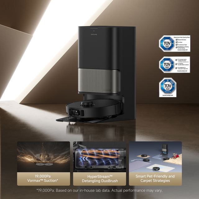 Robot de aspirare Dreame L40s Pro Ultra RLL74CE-BK, detectare a obstacolelor, depasire obstacol 4CM, perie dubla anti-incurcare, aspirare 19000Pa, negru [10]
