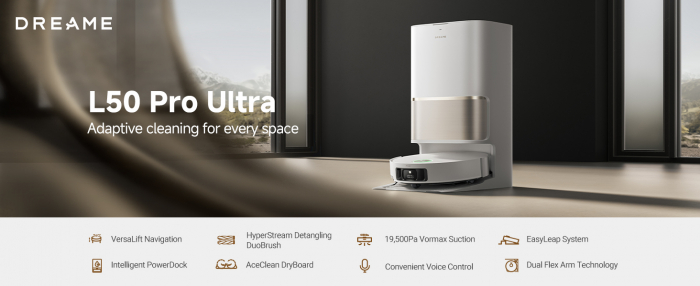 Robot de aspirare Dreame L50 Ultra RLL84CE, detectare AI a obstacolelor și navigare la 360°, depasire obstacol 4CM, aspirare 19500Pa, alb [3]
