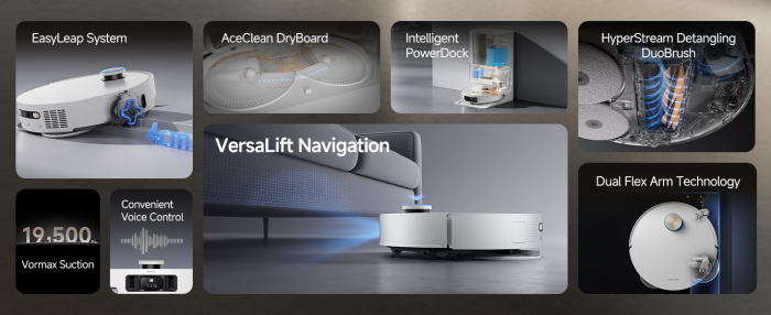 Robot de aspirare Dreame L50 Ultra RLL84CE, detectare AI a obstacolelor și navigare la 360°, depasire obstacol 4CM, aspirare 19500Pa, alb [4]