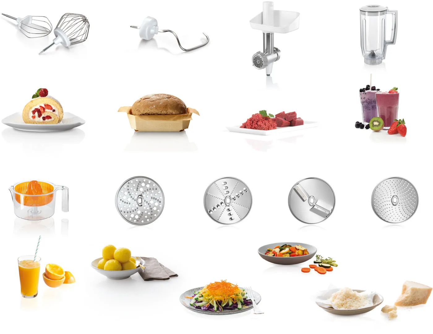 Robot de bucatarie BOSCH MUM58259, vas 3.9l, blender 1.25l, 1000W, 7 trepte viteza, alb-argintiu [2]