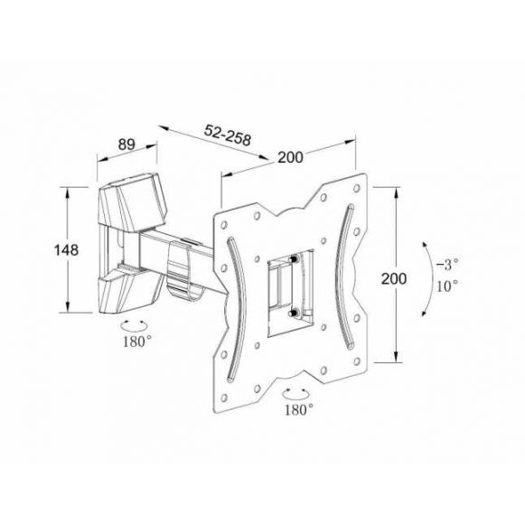 Suport TV de perete Well SW143-WL, reglabil 1 brat, 13"- 43" [2]