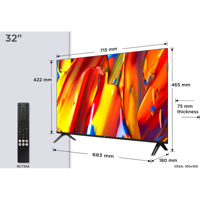 Televizor Smart QLED TCL 32V5C, 80 cm, Full HD, Android TV, Dolby Audio, Negru, Clasa F [4]