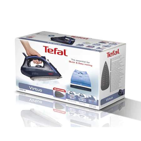 Fier de calcat Tefal Virtuo FV1713, 2000W, rezervor apa 0.2L, jet de abur 90g/min, abur variabil 24g/min, sistem antipicurare, Albastru [5]