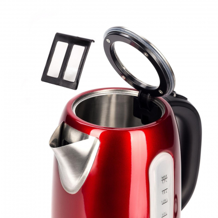 Fierbator apa Daewoo DK2400R, 2400 W, 1.7 l, indicator nivel apa, protectie supraincalzire, oprire automata, Rosu/Inox [2]