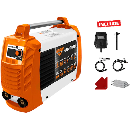 Aparate de sudura - Invertor de sudura Ruris AS140MMA, 20-140 A, 4500 W, 50/60 Hz, 230 V, 1.6 mm - 3.2 mm diametru electrod, IP21S, accesorii incluse