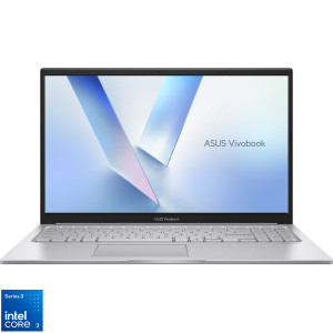 Laptopuri - Laptop ASUS 15.6'' Vivobook 15 X1504MA-BQ056, FHD, Procesor Intel® Core™ 3 304 (6M Cache, up to 4.30 GHz), 8GB DDR5, 512GB SSD, Intel Graphics, No OS, Cool Silver, fara incarcator