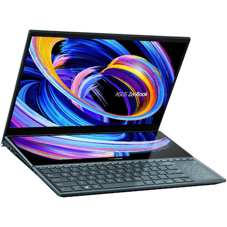 Laptop ASUS Zenbook Pro Duo 15 OLED UX582ZM-H2009X cu procesor Intel® Core™ i9-12900H, 15.6", 4K, 32GB, 1TB SSD, NVIDIA® GeForce® RTX™ 3060, Windows 11 Pro, Celestial Blue [15]