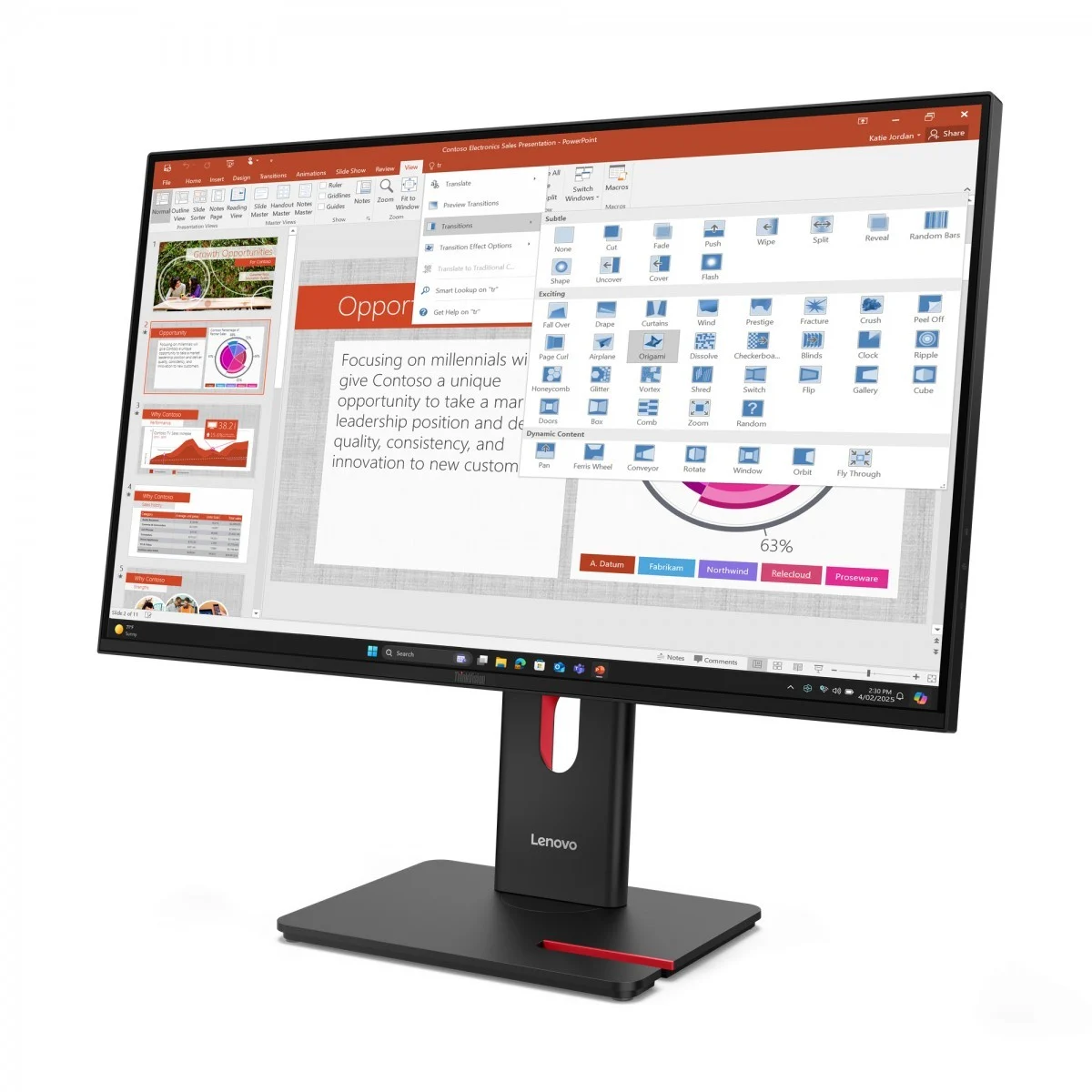 LENOVO ThinkVision T27-40 68,58cm 27inch IPS 16:9 1920x1080 300cd/m2 1500:1 HDMI DP VGA USB 64A5MAT6EU [3]