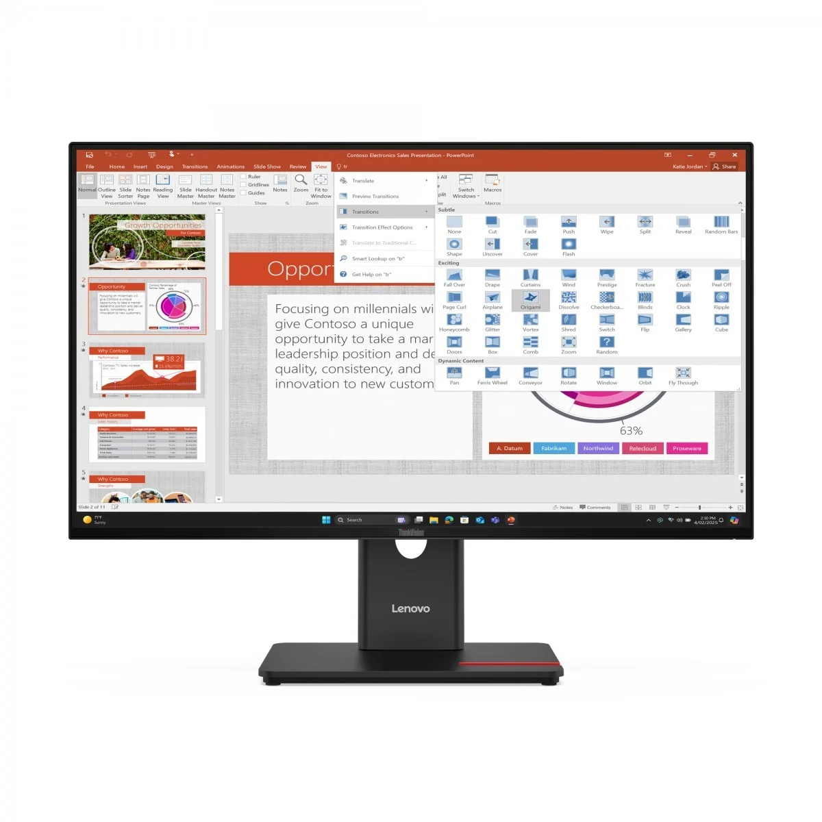 PC - LENOVO ThinkVision T27-40 68,58cm 27inch IPS 16:9 1920x1080 300cd/m2 1500:1 HDMI DP VGA USB 64A5MAT6EU