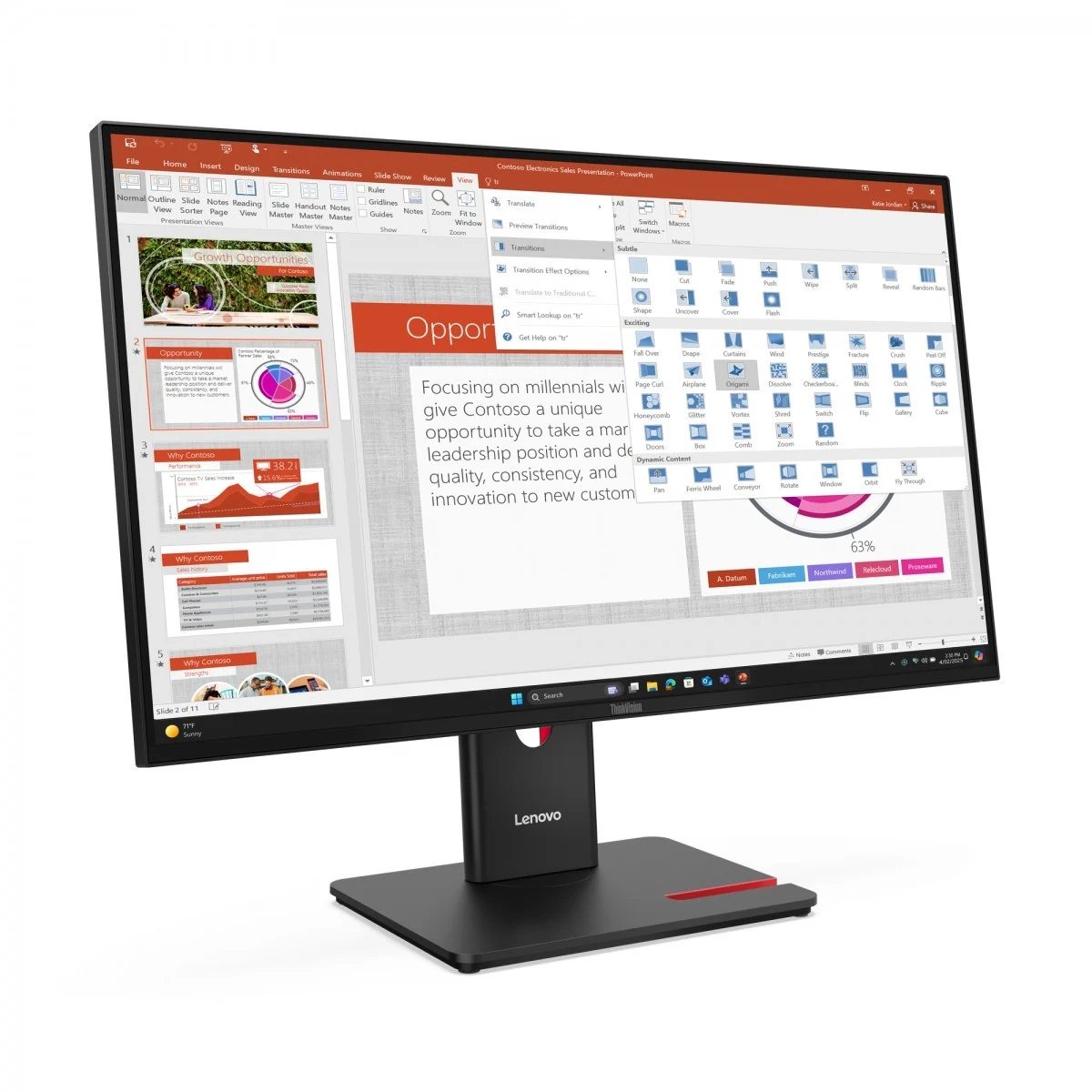 LENOVO ThinkVision T27-40 68,58cm 27inch IPS 16:9 1920x1080 300cd/m2 1500:1 HDMI DP VGA USB 64A5MAT6EU [2]