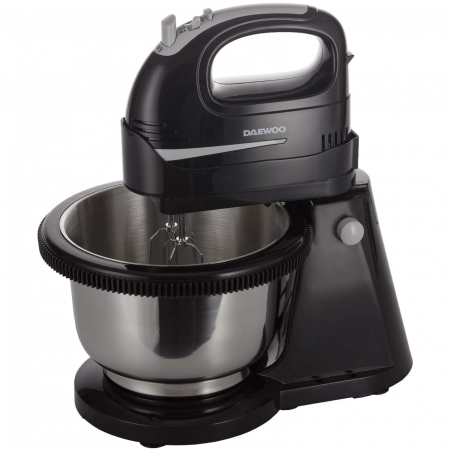 Electrocasnice - Mixer cu bol Daewoo DHM100B, 300 W, bol inox rotativ 2 l, 5 viteze, functie Turbo, accesoriu framantare, palete amestecare, carcasa ABS