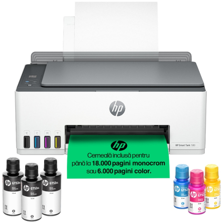 Imprimante si multifunctionale inkjet - Multifunctional inkjet color CISS HP Smart Tank 580 All-in-One, USB, Wireless, Apple AirPrint, A4, 18.000 de pagini alb-negru sau 6.000 de pagini color