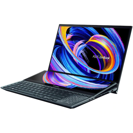 Laptop ASUS Zenbook Pro Duo 15 OLED UX582HS-H2010X cu procesor Intel® Core™ i9-11900H, 15.6", 4K, 32GB, 1TB SSD, NVIDIA® GeForce® RTX™ 3080 8GB, Windows 11 Pro, Celestial Blue [1]