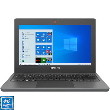 Laptop ultraportabil ASUS BR1100CKA-GJ0035R cu procesor Intel Celeron N4500, 11.6", HD, 4GB, 64GB eMMC, Intel® UHD Graphics, Windows 10 Pro, Dark Grey [0]