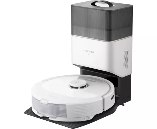 Aspiratoare - Robot de aspirare Roborock Q8 Max+, Q8MP02-00, aspirator&mop&statie inteligenta de golire automata, 59W, LiDAR, 5500 Pa, mapare 3D, 5200 mAh, recipient praf: 770 ml, alb