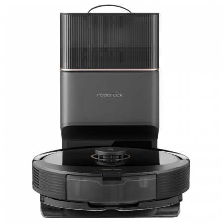 Aspiratoare si accesorii - Robot de aspirare Roborock Q8 Max+, Q8MP52-00, aspirator&mop&statie de golire automata RockDock Plus, 59 W, 5500 Pa, autonomie 240 min, mapare 3D, 5200 mAh, recipient praf 770 ml, negru