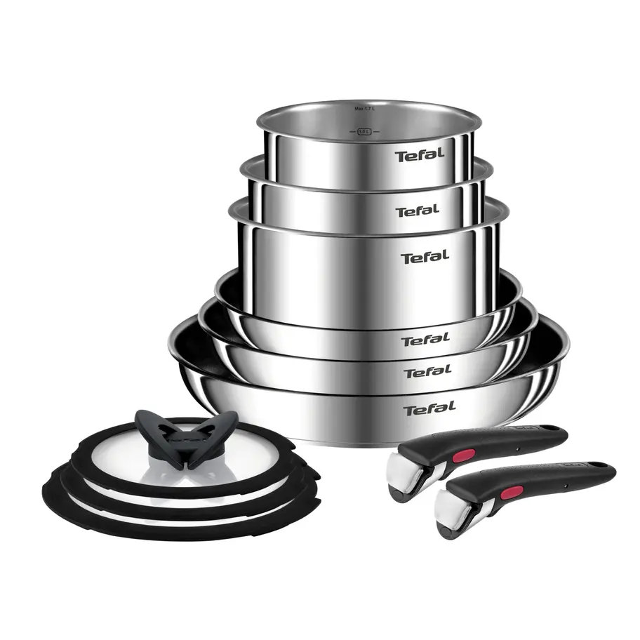 Oale si cratite - Set vase Tefal Ingenio Emotion L897SB74, 11 piese, inox, mânere detașabile