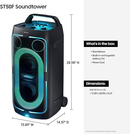Sistem audio Samsung MX-ST50F, 240W, Bluetooth, IPX4, Party Lights+, Auracast, Negru [1]