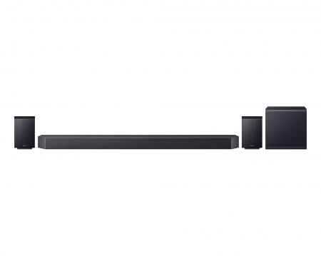 Audio-Video - Soundbar Samsung HW-Q990F, 11.1.4, Bluetooth, Wi-Fi, Subwoofer & Kit wireless, Wireless Dolby Atmos, HDMI 2.1 eARC, Negru Titan