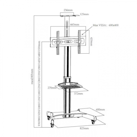 Stand TV STDLCD-BM-T45 Blackmount T45, inaltime reglabila, 32"-70", max 35 Kg [2]