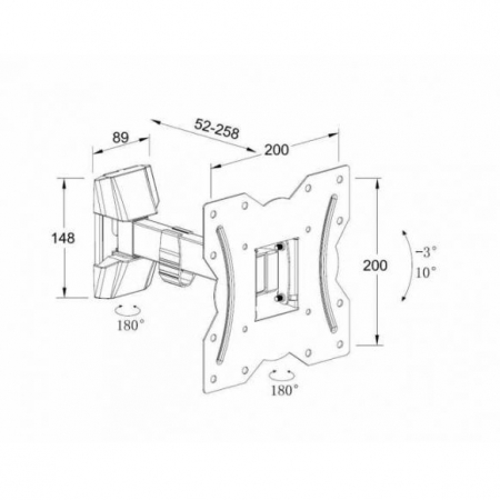 Suport TV de perete Well SW143-WL, reglabil 1 brat, 13"- 43" [1]