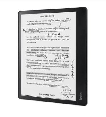 Tableta ePaper Kobo Elipsa 2E, Ecran 10.3", 227ppi, Procesor 2GHz, Wi-Fi, Bluetooth, 32GB Flash, ComfortLight Pro, Pen Kobo Stylus [1]