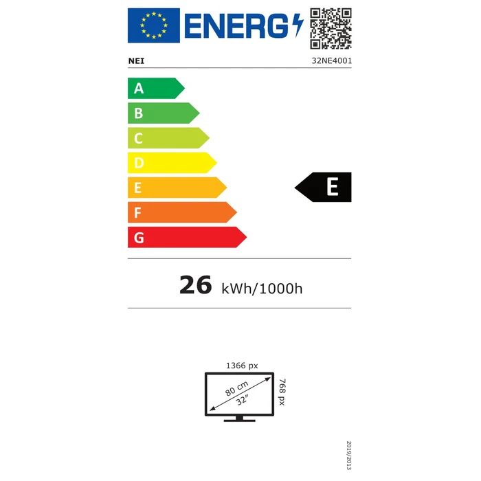 Televizor LED NEI 32NE4001, diagonala 80 cm, HD, clasa E, negru [3]