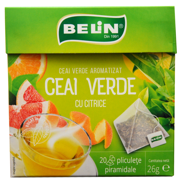 Ceai Verde cu Citrice 20 pl piramidale, 26 g - BELIN [2]