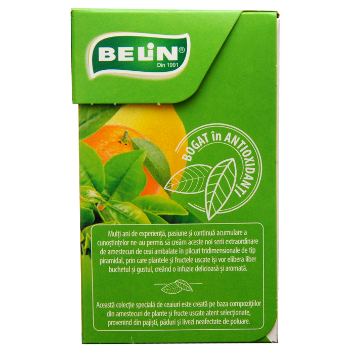 Ceai Verde cu Citrice 20 pl piramidale, 26 g - BELIN [3]