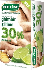 CEAIURI DIN PLANTE - Ceai de fructe cu ghimbir si lime 30% , 20 pl, 40gr