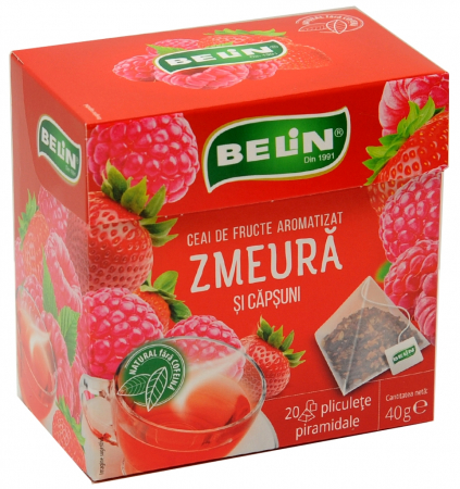 CEAIURI din FRUCTE - Ceai de Zmeura si Capsuni 20pl piramidale ,40 g